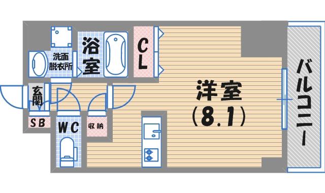 VERDE西宮(1K/6階)の間取り写真