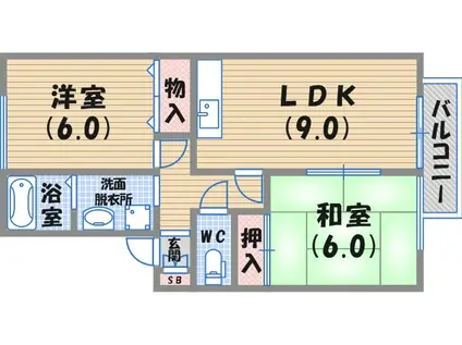 レジェンダリー四番町(2LDK/2階)の間取り写真
