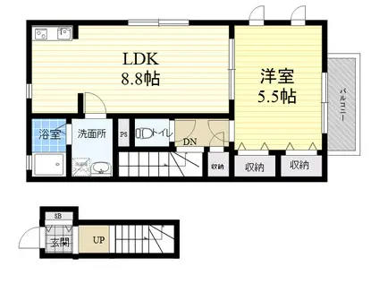 フィエルテ(1LDK/2階)の間取り写真