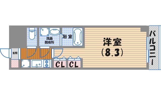ブランシエスタ西宮(1K/2階)の間取り写真