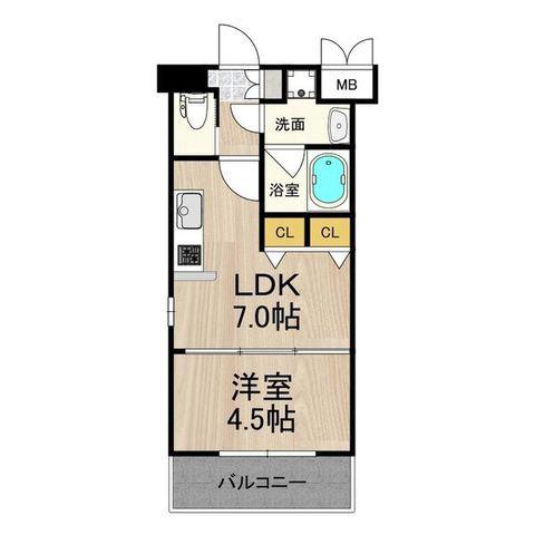 プレジオ西宮(1DK/7階)の間取り写真