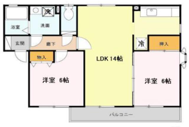 アビタシオン仁川Ⅲ(2LDK/2階)の間取り写真