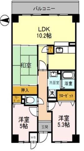 グレース門戸荘(3LDK/3階)の間取り写真