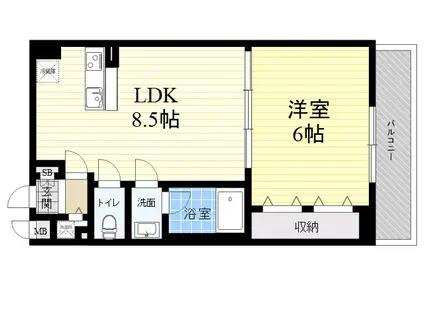 CODE西宮甲子園口(1LDK/6階)の間取り写真