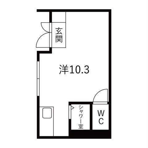 甲子園ガーデンズ(ワンルーム/1階)の間取り写真