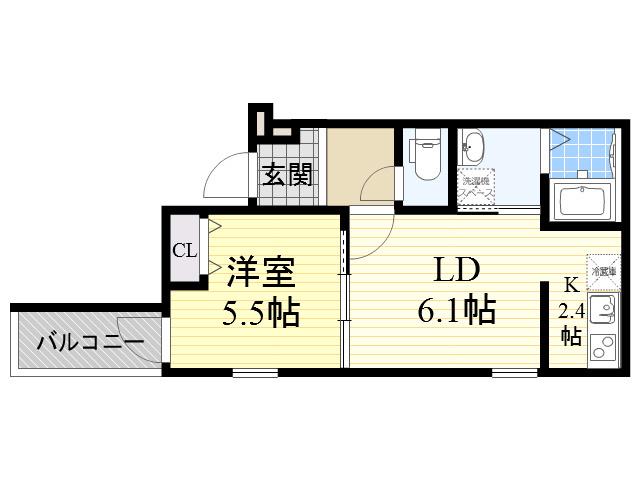フジパレス甲子園口3番館(1LDK/3階)の間取り写真
