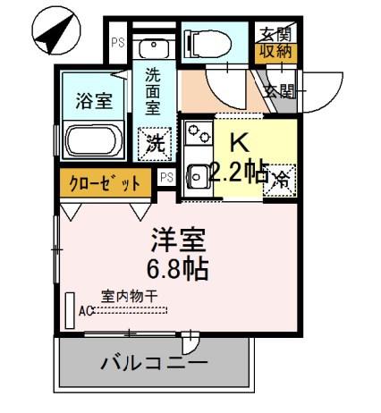 アモーレ松香園(1K/3階)の間取り写真