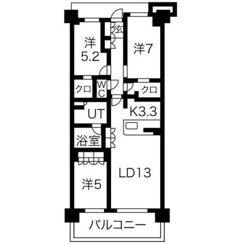 プレミスト西宮北口ザ・レジデンス(3LDK/3階)の間取り写真