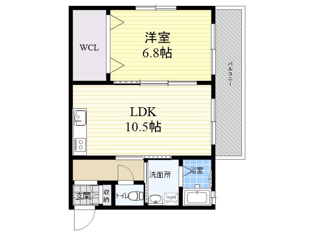 粟生パート3(1LDK/2階)の間取り写真