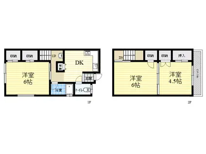 阪急今津線 門戸厄神駅 徒歩10分 2階建 築62年(3DK)の間取り写真