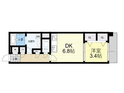 レゾナンス西宮北口(1DK/4階)の間取り写真