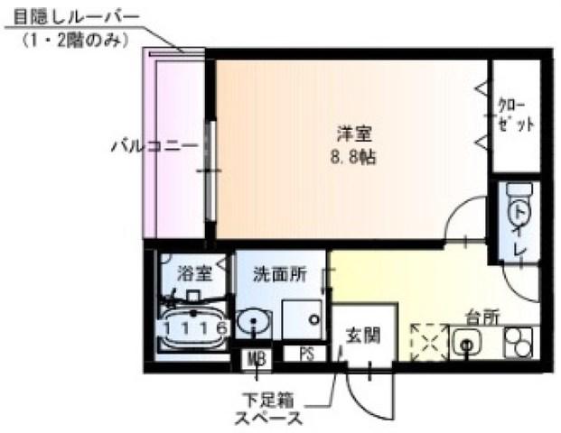フジパレス阪神甲子園2番館(1K/1階)の間取り写真