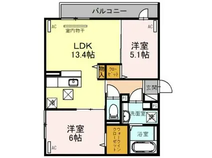 SAKURA甲子園三保町(2LDK/1階)の間取り写真