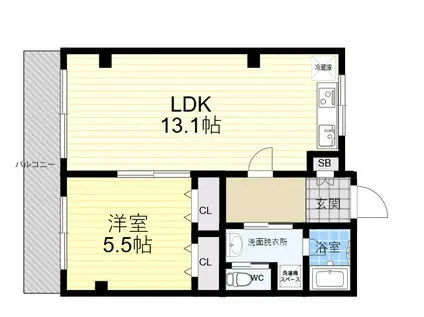スペリオ芦屋(1LDK/2階)の間取り写真