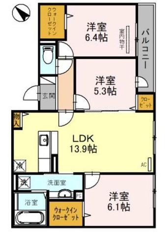 セルクル ブラン(3LDK/3階)の間取り写真