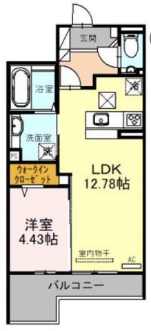 カームテラス甲子園口(1LDK/1階)の間取り写真