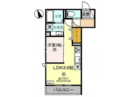 阪神本線 鳴尾・武庫川女子大前駅 徒歩12分 3階建 築8年(1LDK/2階)の間取り写真