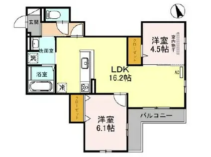 ヴィクトワール 庄(2LDK/2階)の間取り写真