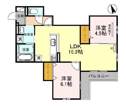 ヴィクトワール 庄(2LDK/3階)の間取り写真