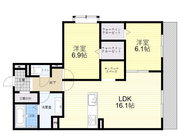 ルミエール西宮北口(2LDK/2階)の間取り写真