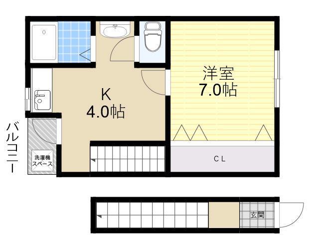 フレンド仁川(1K/2階)の間取り写真