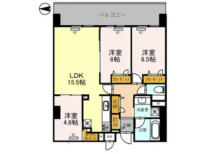 西宮北口 深津町プロジェクト(3LDK/8階)の間取り写真