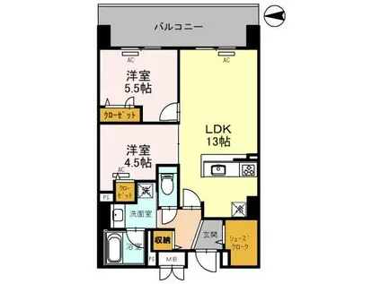 西宮北口 深津町プロジェクト(2LDK/9階)の間取り写真