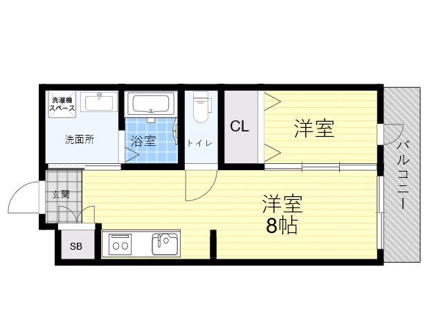 AILE甲東園(1LDK/2階)の間取り写真