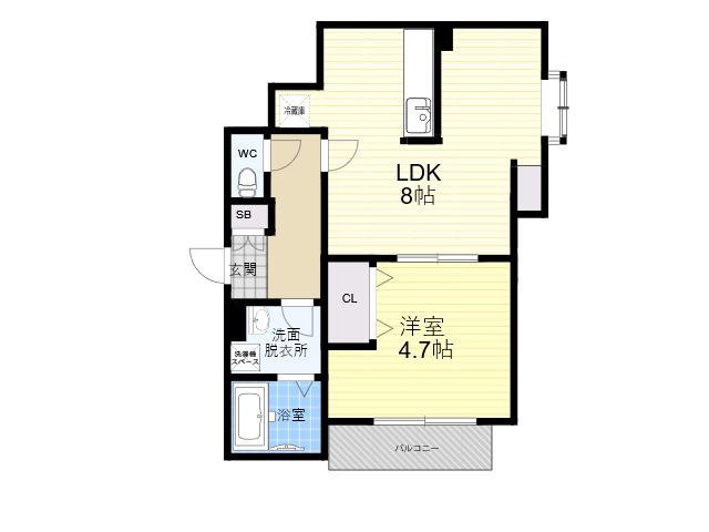 KEY ビレッジ 東鳴尾(1LDK/3階)の間取り写真