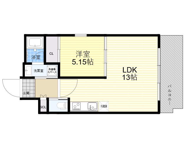 プレジオ西宮今津(1LDK/3階)の間取り写真