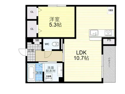 フィオーレ(1LDK/3階)の間取り写真