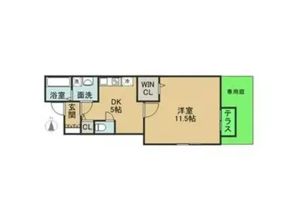 ピュアコート甲子園(1DK/1階)の間取り写真