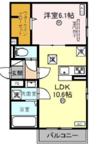 ユーフォリア(1LDK/1階)の間取り写真