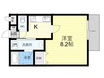 ヴィクトワール西宮丸橋町(1K/1階)の間取り写真
