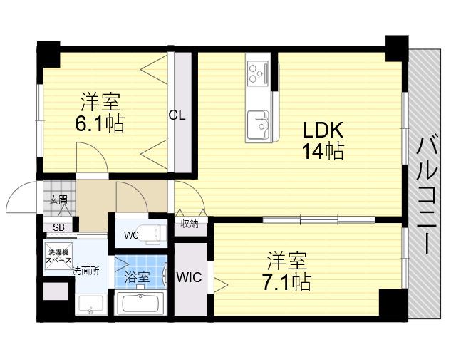 GROOVE上甲子園(1SLDK/4階)の間取り写真
