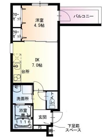 フジパレス西宮鳴尾町(1DK/2階)の間取り写真