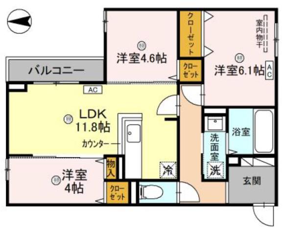 LA MAISON 青木町1(3LDK/3階)の間取り写真