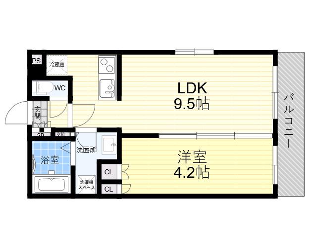 ブリージェ夙川南郷(1LDK/2階)の間取り写真