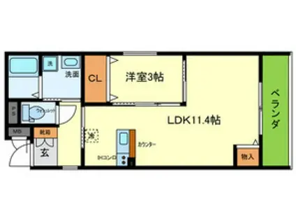 ベリーハイム今津(1LDK/4階)の間取り写真