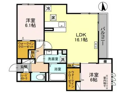 カリーノディモーラ(2LDK/1階)の間取り写真