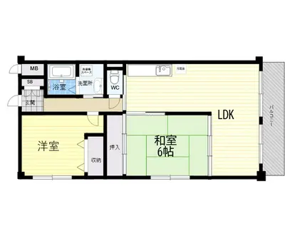 夙川喜一マンション(2LDK/3階)の間取り写真