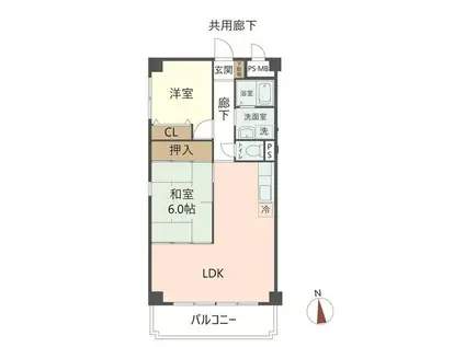 夙川喜一マンション(2LDK/3階)の間取り写真