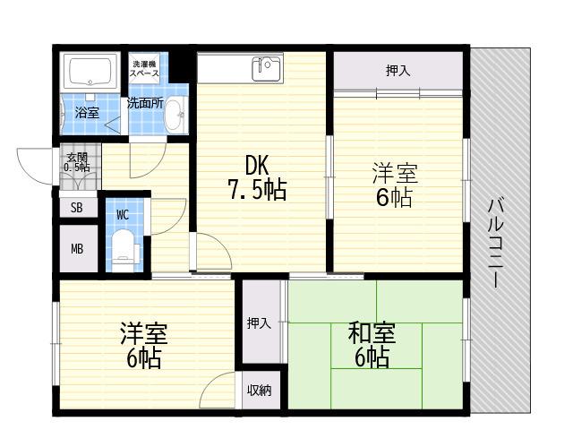 メゾン甲子園口(3DK/2階)の間取り写真