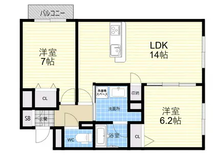 シャーメゾン夙川ウエスト(2LDK/3階)の間取り写真