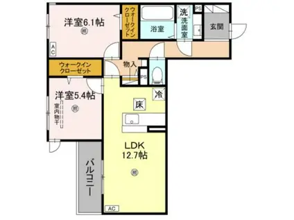 ラ・メゾン三保町(2LDK/1階)の間取り写真