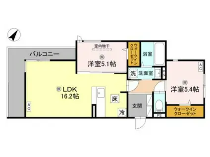 ラ・メゾン三保町(2LDK/1階)の間取り写真