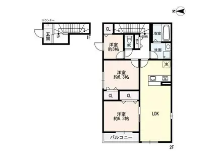 MAISON DE HIRO 2(3LDK/2階)の間取り写真