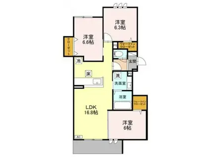 アンバーキューブC(3LDK/1階)の間取り写真