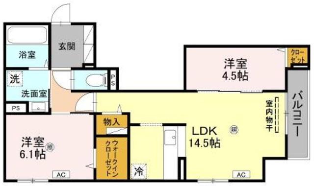 メゾン・ド・プティエル今津(2LDK/3階)の間取り写真