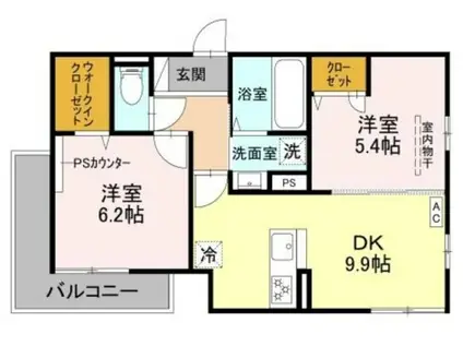 上甲子園廣和レジデンス(2DK/3階)の間取り写真